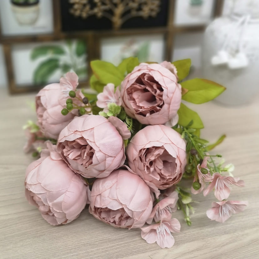 Искусственные цветы в Омске | Цветы искусственные «Пионы», розовый, винтаж, букет