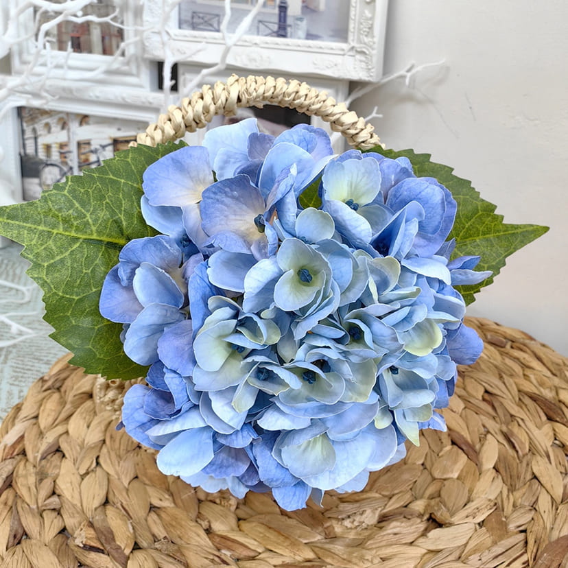 Искусственные цветы в Омске | Цветок искусственный «Гортензия», голубая, одиночный