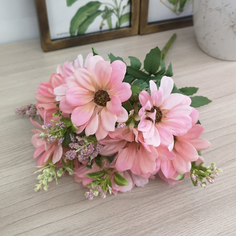 Искусственные цветы в Омске | Цветы искусственные «Ромашки с бутонами», розовые, букет