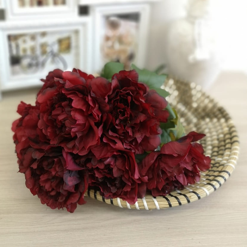 Искусственные цветы в Омске | Цветы искусственные «Пионы», бордовые, букет