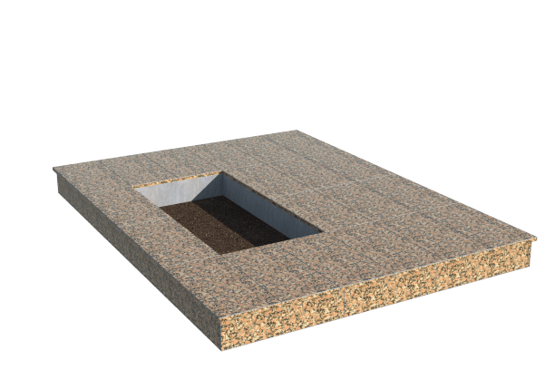 Площадки на могилу в Омске | Площадка с вертикальной (15 см) облицовкой Южно-султаевским гранитом (под цветник)