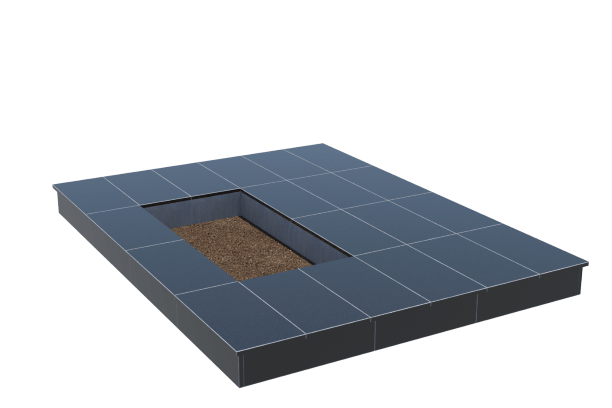 Площадки на могилу в Омске | Площадка с вертикальной (15 см) облицовкой гранитом Габбро (под цветник)