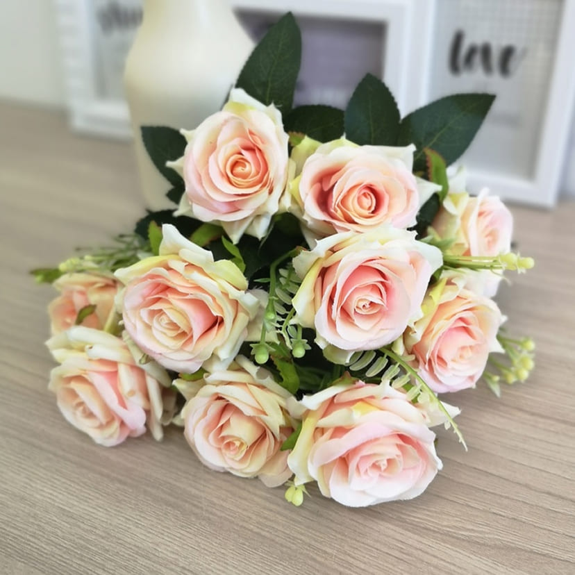 Искусственные цветы в Омске | Цветы искусственные «Розы острые», розовато-молочные, букет