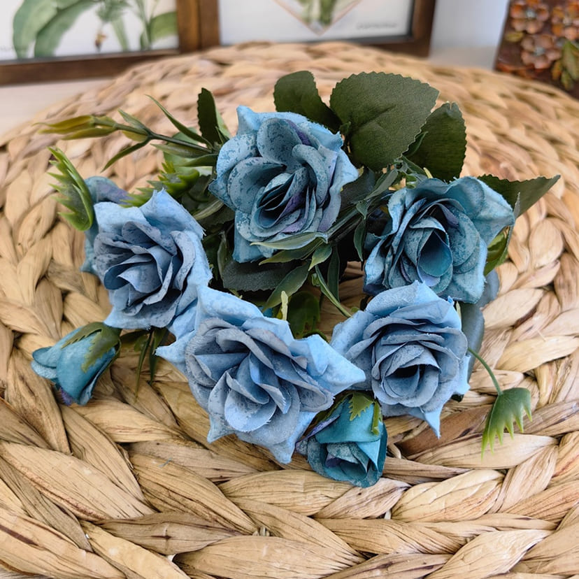 Искусственные цветы в Омске | Цветы искусственные «Розы», синие, букет