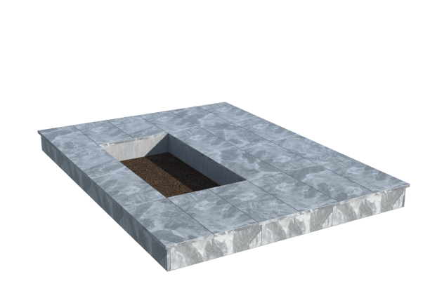 Площадки на могилу в Омске | Площадка с вертикальной (15 см) мраморной облицовкой (под цветник)