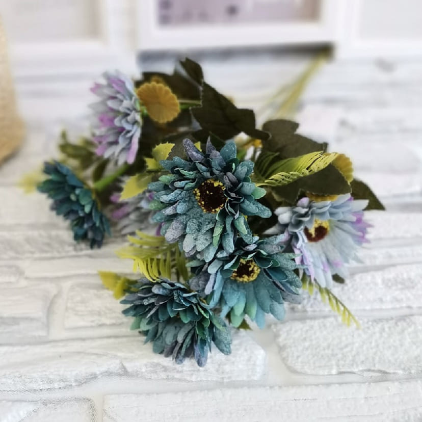 Искусственные цветы в Омске | Цветы искусственные «Ромашки», фиолетово-голубые, букет