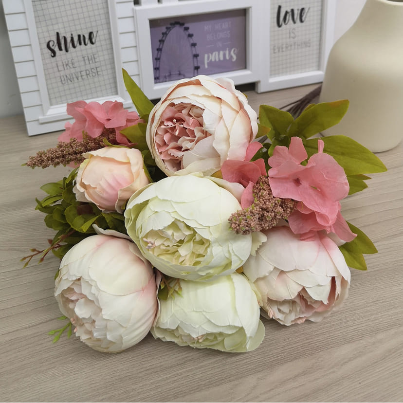 Искусственные цветы в Омске | Цветы искусственные «Пионы», молочно-розовые, букет