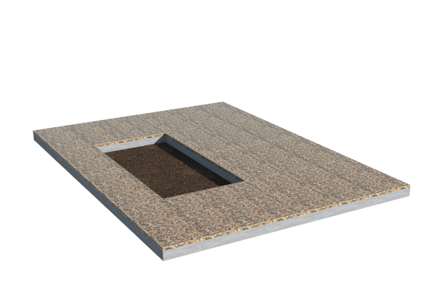 Площадки на могилу в Омске | Площадка с облицовкой Южно-Султаевским гранитом (под цветник)