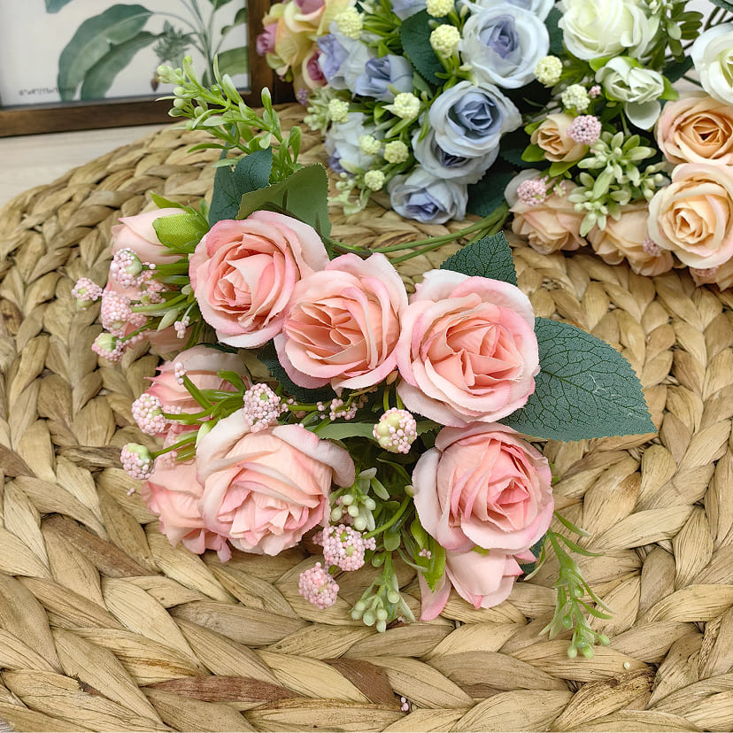 Искусственные цветы в Омске | Цветы искусственные «Розы», нежно-розовые, букет