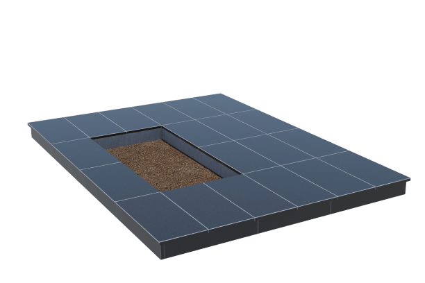 Площадки на могилу в Омске | Площадка с вертикальной (10 см) облицовкой гранитом Габбро (под цветник)
