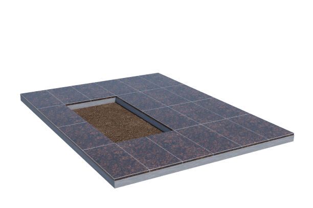 Площадки на могилу в Омске | Площадка с облицовкой Дымовским гранитом (под цветник)